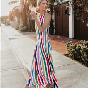 Vici Striped maxi dress